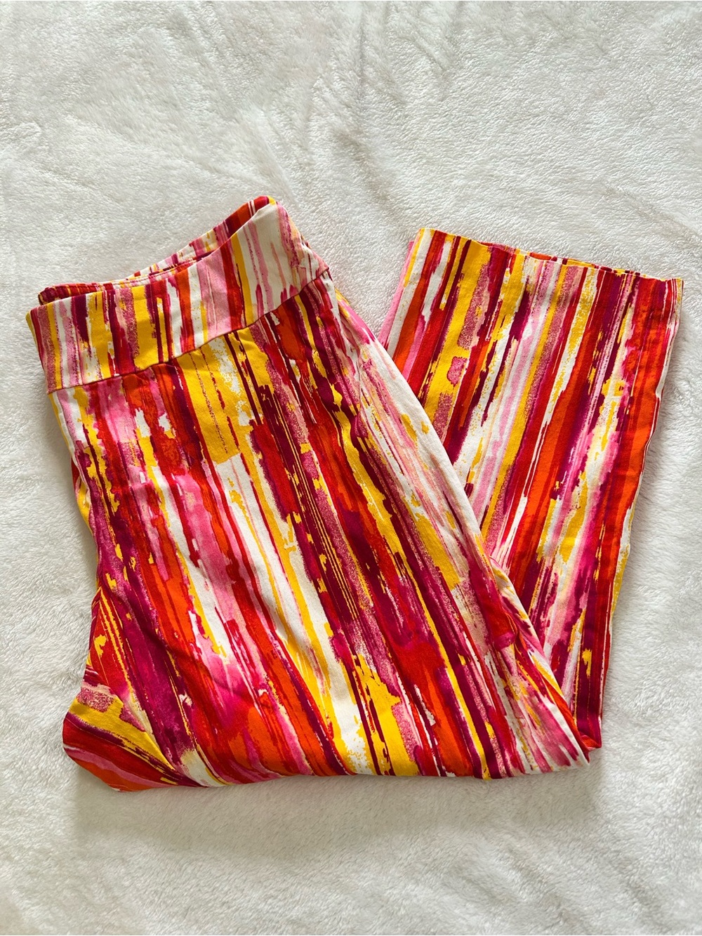 Ashley Stewart Multicolor Striped Watercolor Print Capris